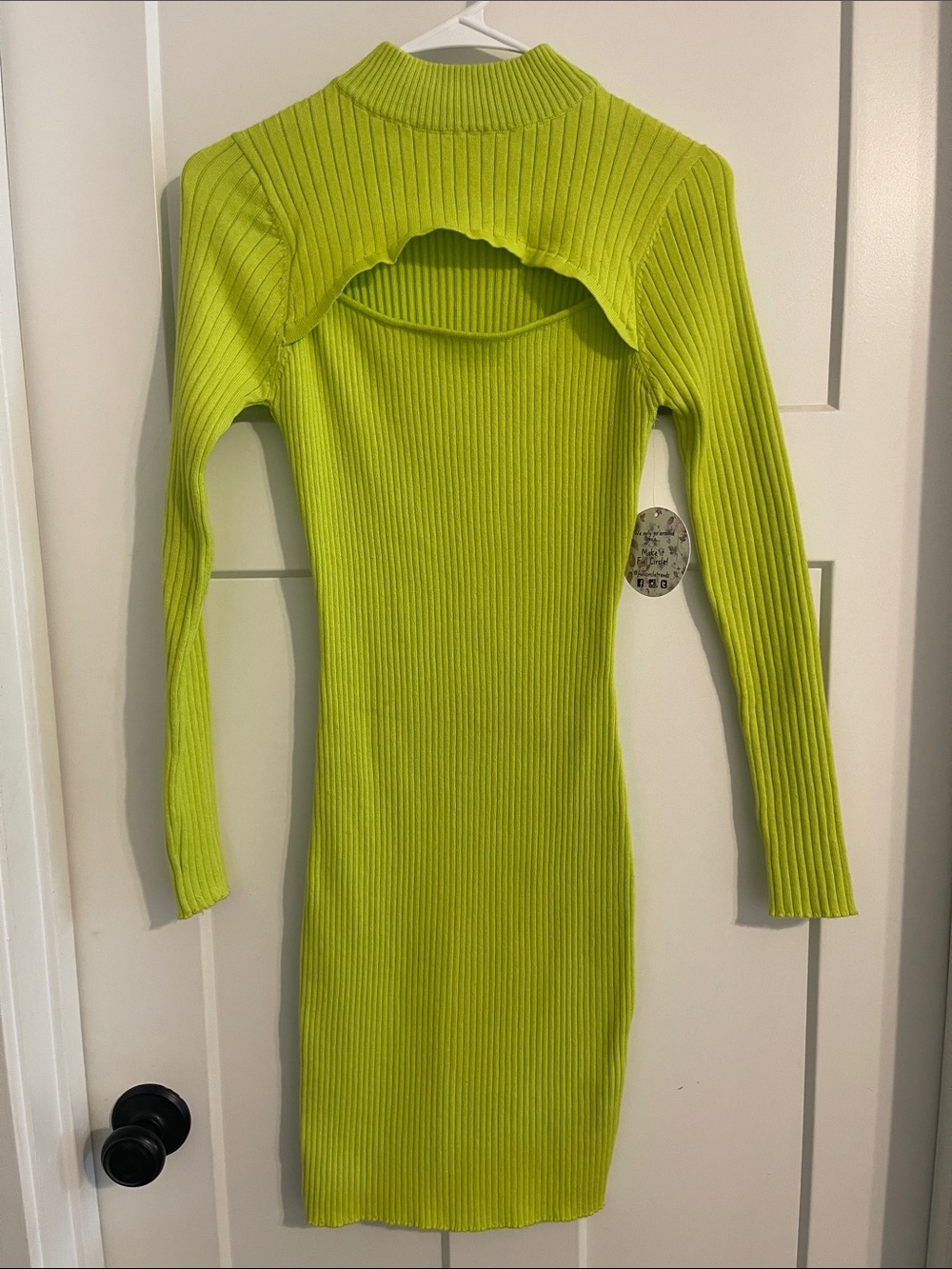 Ribbed Cutout Bodycon Dress in Lime Green
